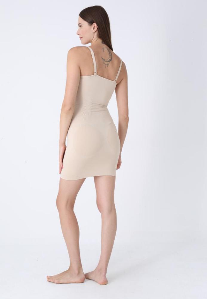 Rochie Corset cu Bretele Reglabile și Bandă din Silicon ,Culoare Bej,Engros